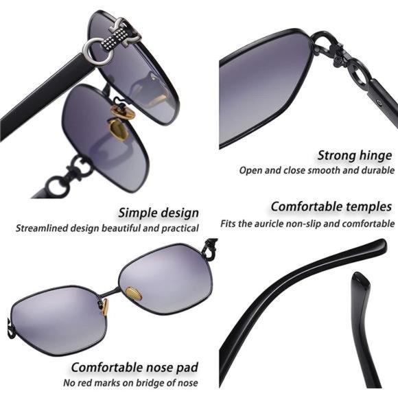 Sunglasses Women's Polarized Sunglasses Metal Frame Fashion Purple - Picture 5 of 6